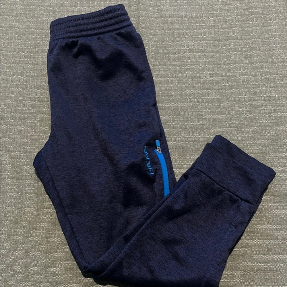 HEAD Boy's Fleece Navy Heather Blue Jogger Elastic Waistband Pants sz S EUC